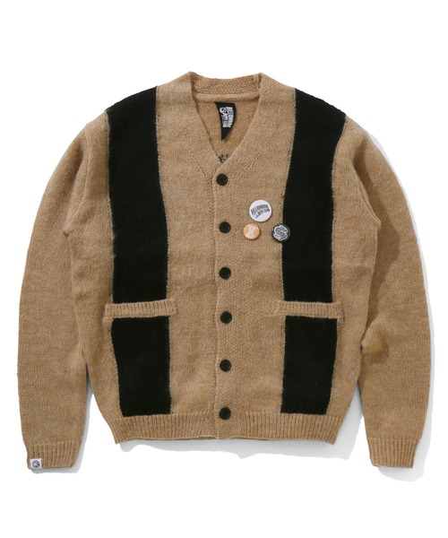 BILLIONAIRE BOYS CLUB(ビリオネア・ボーイズ・クラブ)の「STRIPE KNIT CARDIGAN WITH BADGE(カーディガン/ボレロ・メンズ・ベージュ/ミント/ネイビー・MEDIUM/X-LARGE/LARGE)」の2枚目の写真