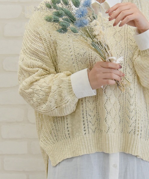 sango（sango）の「ニットVネックプルオーバー（ニット/セーター・レディース・ブラウン/オレンジ/アイボリー・FREE）」の8枚目の写真