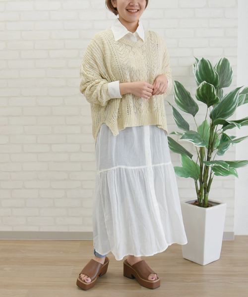 sango（sango）の「ニットVネックプルオーバー（ニット/セーター・レディース・ブラウン/オレンジ/アイボリー・FREE）」の9枚目の写真