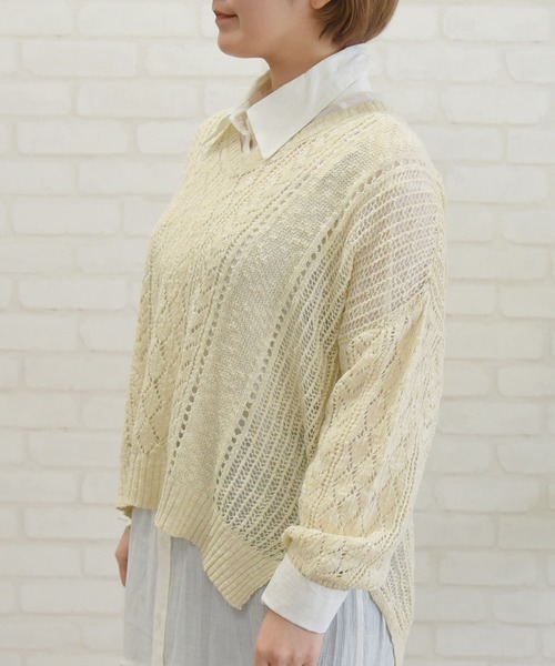 sango（sango）の「ニットVネックプルオーバー（ニット/セーター・レディース・ブラウン/オレンジ/アイボリー・FREE）」の4枚目の写真