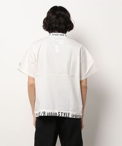 【新品】LUXE/R モックネックゴルフシャツ M ホワイト ラグスタイル LUXSTYLE LUXE/R(ラグジュ)ジャガードリブロゴ