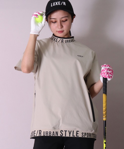 【新品】LUXE/R モックネックゴルフシャツ M ホワイト LUXE/R GOLF（ラグジュ ゴルフ）の「(RM)【LUXE/R GOLF