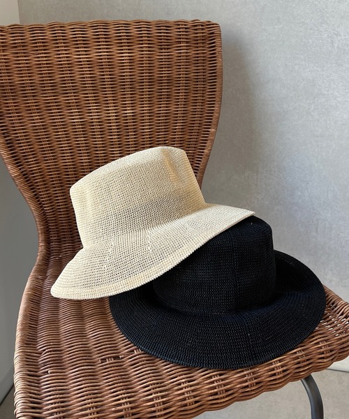 DouDou（ドゥドゥ）の「ペーパーサーモバケットハット（ハット・レディース・ブラック/ベージュ・FREE）」の6枚目の写真