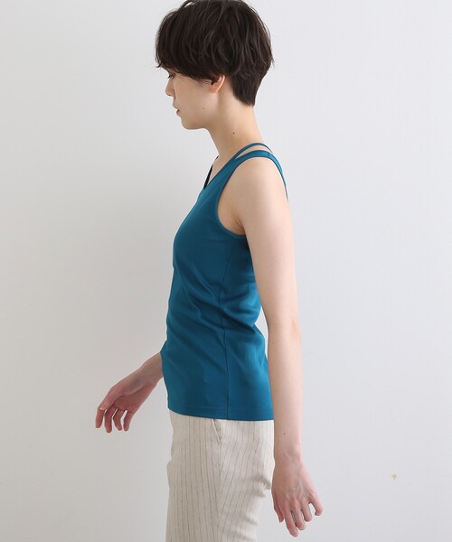 INDIVI(インディヴィ)の「【洗える/日本製】ストラップデザインタンクトップ(タンクトップ・レディース・ブラック/ブルー/ライトグレー/ホワイト系・05/15 /13/36/40/38/19)」の7枚目の写真