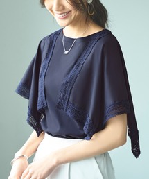 ハンカチスリーブTシャツ | 半袖 ボートネック トップス 体型カバー オフィスカジュアル 通勤服 華やか Tシャツ