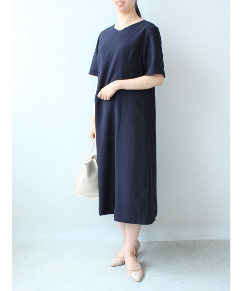 fleur by mint breeze(フルールバイミントブリーズ)の「【M~5L 大きいサイズ】Vネック Aライン ワンピース(ワンピース・レディース・ネイビー/ブルー・LL/3L/4L/5L/M/L)」の7枚目の写真