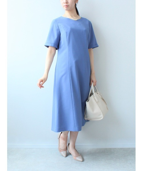 fleur by mint breeze(フルールバイミントブリーズ)の「【M~5L 大きいサイズ】Vネック Aライン ワンピース(ワンピース・レディース・ネイビー/ブルー・LL/3L/4L/5L/M/L)」の14枚目の写真