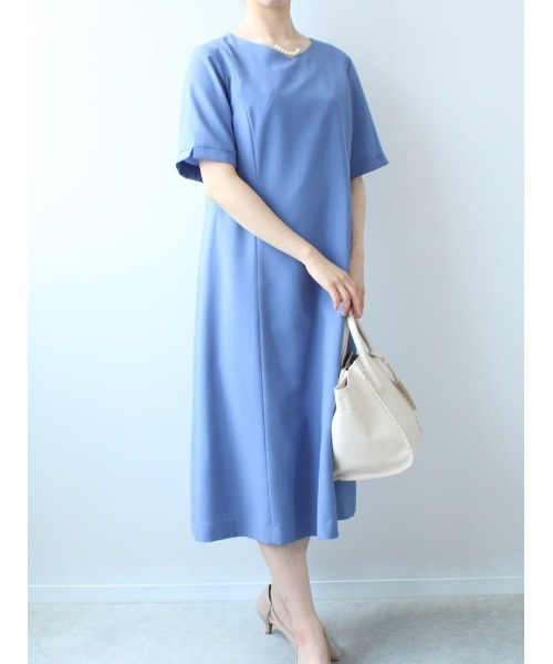 fleur by mint breeze(フルールバイミントブリーズ)の「【M~5L 大きいサイズ】Vネック Aライン ワンピース(ワンピース・レディース・ネイビー/ブルー・LL/3L/4L/5L/M/L)」の15枚目の写真