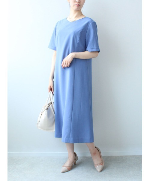 fleur by mint breeze(フルールバイミントブリーズ)の「【M~5L 大きいサイズ】Vネック Aライン ワンピース(ワンピース・レディース・ネイビー/ブルー・LL/3L/4L/5L/M/L)」の16枚目の写真
