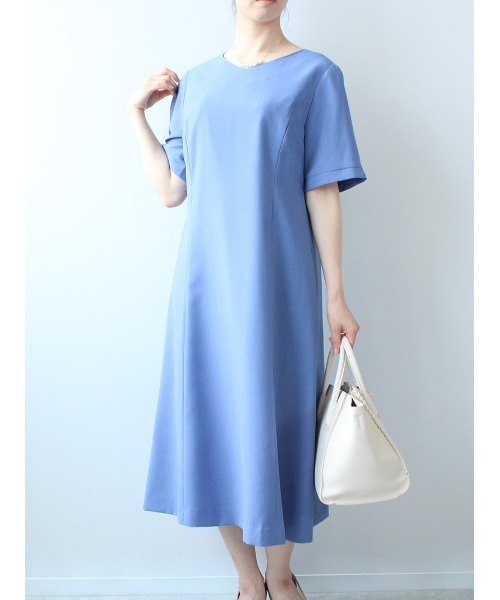 fleur by mint breeze(フルールバイミントブリーズ)の「【M~5L 大きいサイズ】Vネック Aライン ワンピース(ワンピース・レディース・ネイビー/ブルー・LL/3L/4L/5L/M/L)」の9枚目の写真