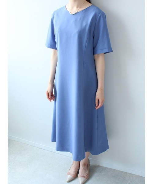 fleur by mint breeze(フルールバイミントブリーズ)の「【M~5L 大きいサイズ】Vネック Aライン ワンピース(ワンピース・レディース・ネイビー/ブルー・LL/3L/4L/5L/M/L)」の10枚目の写真