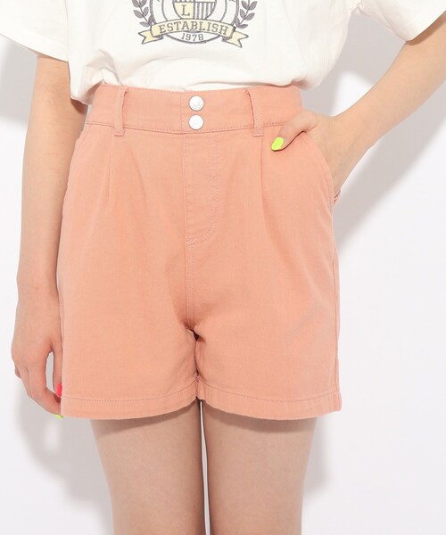 カフェオレ♡★新品 ピンクラテ★りぼんパ－ルトップス 130 PINK-latte（ピンクラテ）の「◇クリアベルト付きカラーショートパンツ