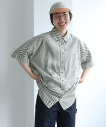 【WEB別注】ストライプ/チェック ボタンダウン5分袖BIGシャツ