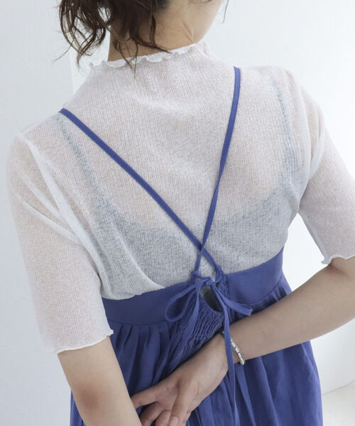 fredy emue（フレディエミュ）の「シアー半袖プルオーバーカットソー（Tシャツ/カットソー・レディース・ブラック/オフホワイト/ミント/サーモンピンク・38）」の2枚目の写真