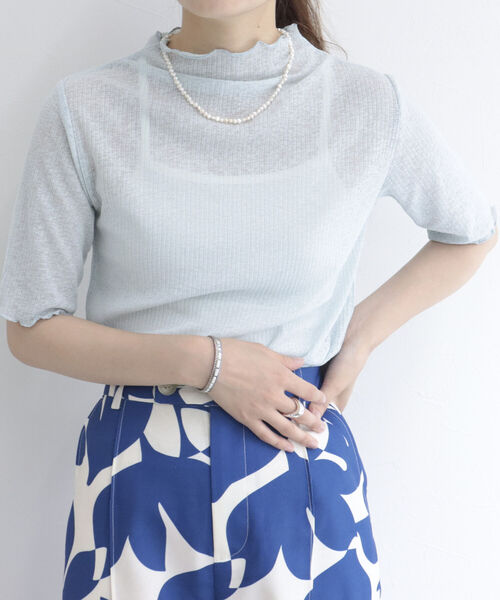 fredy emue（フレディエミュ）の「シアー半袖プルオーバーカットソー（Tシャツ/カットソー・レディース・ブラック/オフホワイト/ミント/サーモンピンク・38）」の12枚目の写真