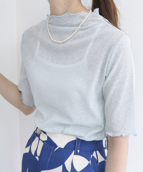 fredy emue（フレディエミュ）の「シアー半袖プルオーバーカットソー（Tシャツ/カットソー・レディース・ブラック/オフホワイト/ミント/サーモンピンク・38）」の19枚目の写真