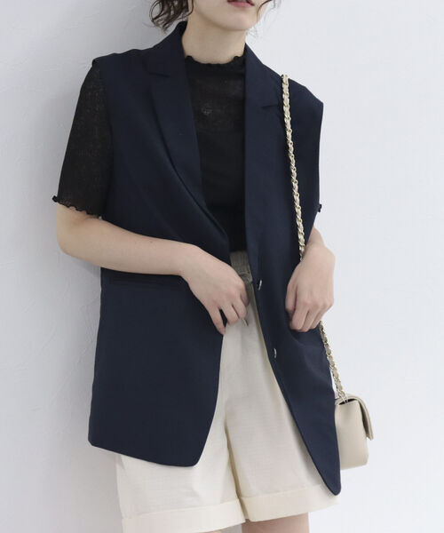 fredy emue（フレディエミュ）の「シアー半袖プルオーバーカットソー（Tシャツ/カットソー・レディース・ブラック/オフホワイト/ミント/サーモンピンク・38）」の13枚目の写真