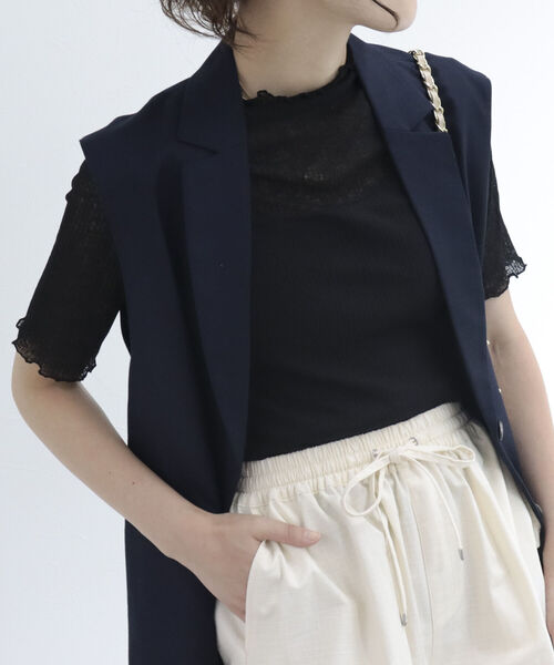 fredy emue（フレディエミュ）の「シアー半袖プルオーバーカットソー（Tシャツ/カットソー・レディース・ブラック/オフホワイト/ミント/サーモンピンク・38）」の20枚目の写真