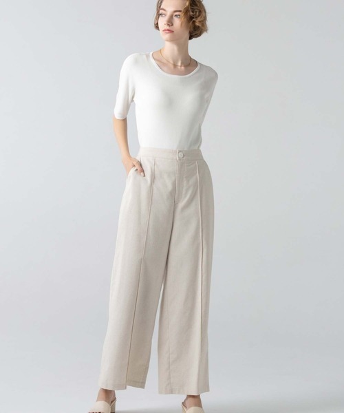 CEDNIE（セドニー）の「ハーフスリーブリブニット（ニット/セーター・レディース・ホワイト/ブラック・M）」の3枚目の写真