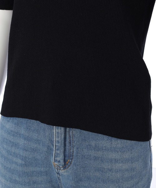 CEDNIE（セドニー）の「ハーフスリーブリブニット（ニット/セーター・レディース・ホワイト/ブラック・M）」の11枚目の写真