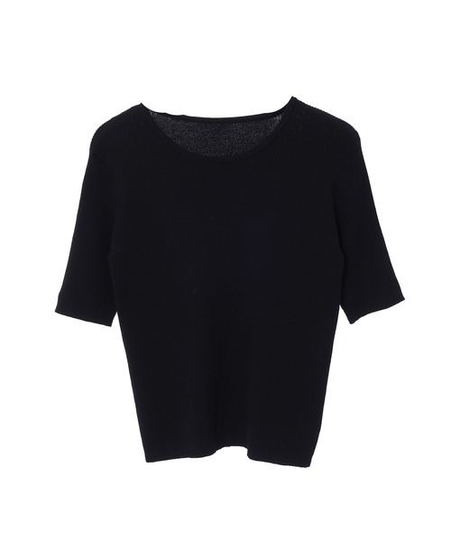 CEDNIE（セドニー）の「ハーフスリーブリブニット（ニット/セーター・レディース・ホワイト/ブラック・M）」の8枚目の写真