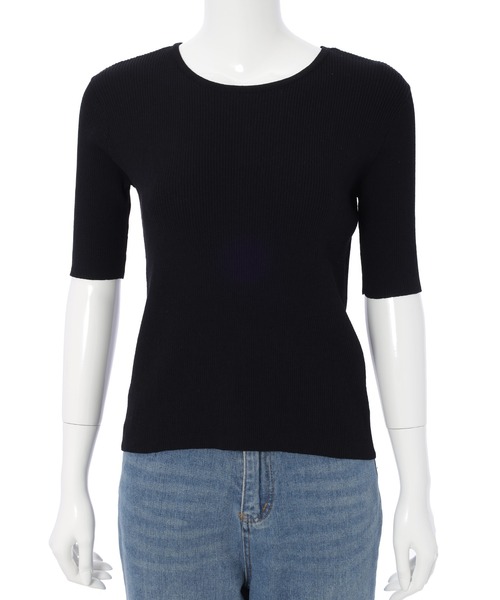 CEDNIE（セドニー）の「ハーフスリーブリブニット（ニット/セーター・レディース・ホワイト/ブラック・M）」の15枚目の写真