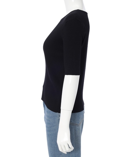 CEDNIE（セドニー）の「ハーフスリーブリブニット（ニット/セーター・レディース・ホワイト/ブラック・M）」の6枚目の写真