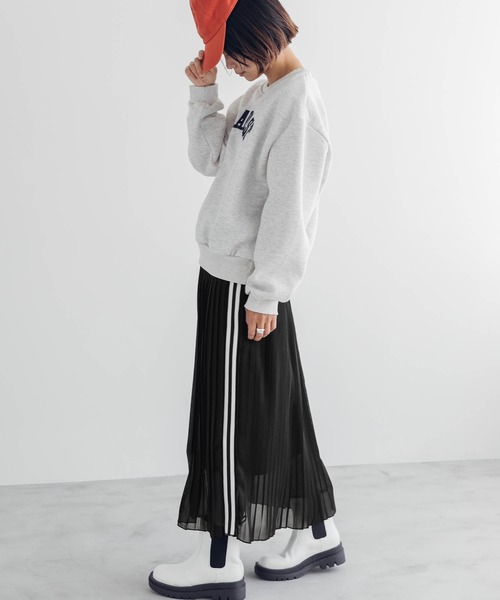 CONVERSE（コンバース）の「CONVERSE/コンバース ジョーゼットシアープリーツラインスカート（スカート・レディース・ブラック・M/L）」の6枚目の写真