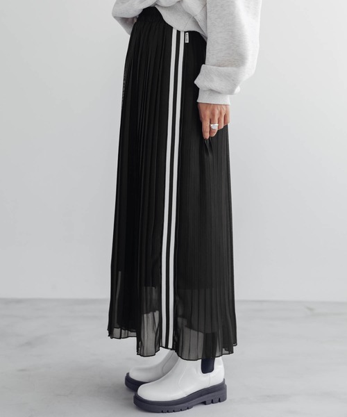 CONVERSE（コンバース）の「CONVERSE/コンバース ジョーゼットシアープリーツラインスカート（スカート・レディース・ブラック・M/L）」の9枚目の写真