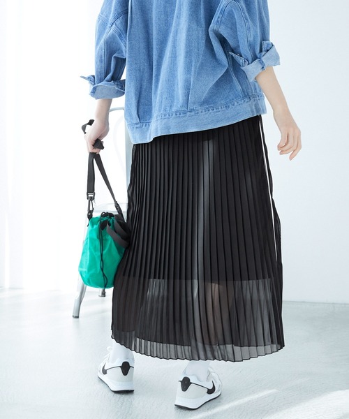 CONVERSE（コンバース）の「CONVERSE/コンバース ジョーゼットシアープリーツラインスカート（スカート・レディース・ブラック・M/L）」の20枚目の写真