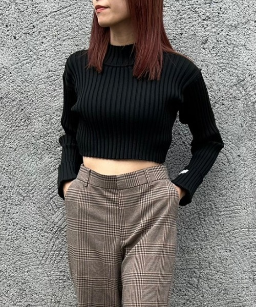 FIG&VIPER（フィグアンドバイパー）の「ボトルネックショート丈リブニット（ニット/セーター・レディース・ホワイト/ブラック/ブラウン/ダークブルー・FREE）」の2枚目の写真