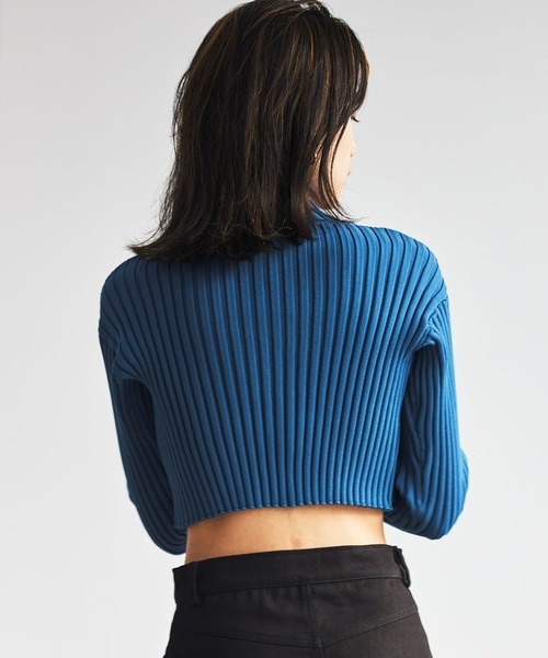 FIG&VIPER（フィグアンドバイパー）の「ボトルネックショート丈リブニット（ニット/セーター・レディース・ホワイト/ブラック/ブラウン/ダークブルー・FREE）」の5枚目の写真