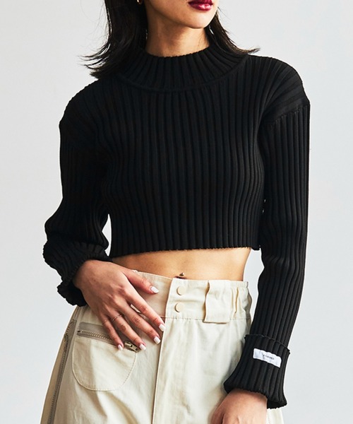 FIG&VIPER（フィグアンドバイパー）の「ボトルネックショート丈リブニット（ニット/セーター・レディース・ホワイト/ブラック/ブラウン/ダークブルー・FREE）」の14枚目の写真