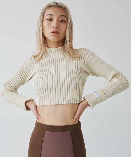 FIG&VIPER（フィグアンドバイパー）の「ボトルネックショート丈リブニット（ニット/セーター・レディース・ホワイト/ブラック/ブラウン/ダークブルー・FREE）」の12枚目の写真