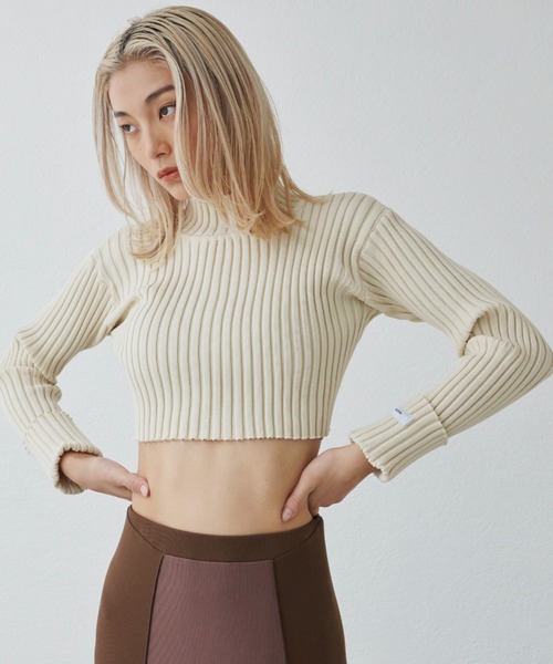 FIG&VIPER（フィグアンドバイパー）の「ボトルネックショート丈リブニット（ニット/セーター・レディース・ホワイト/ブラック/ブラウン/ダークブルー・FREE）」の13枚目の写真