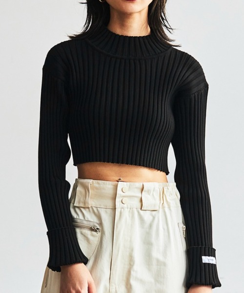 FIG&VIPER（フィグアンドバイパー）の「ボトルネックショート丈リブニット（ニット/セーター・レディース・ホワイト/ブラック/ブラウン/ダークブルー・FREE）」の15枚目の写真