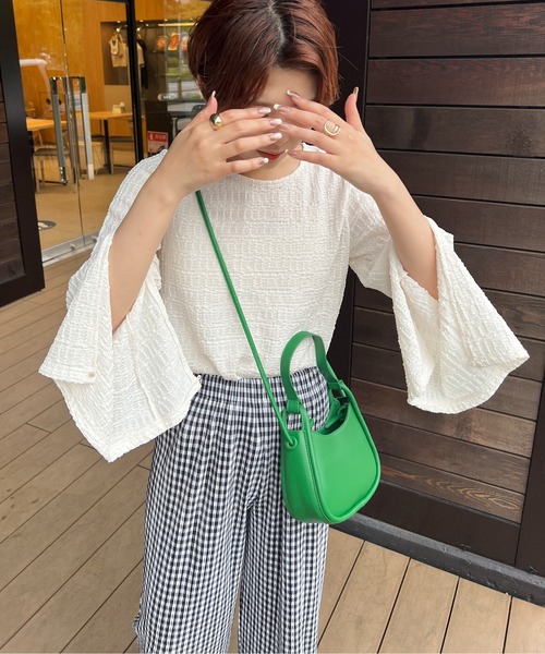 Ambre Ciel（アンブルシエル）の「２WAYポコポコスリットトップス／【WEB/EC限定商品】（Tシャツ/カットソー・レディース・ブラック/グリーン/アイボリー・FREE）」の4枚目の写真