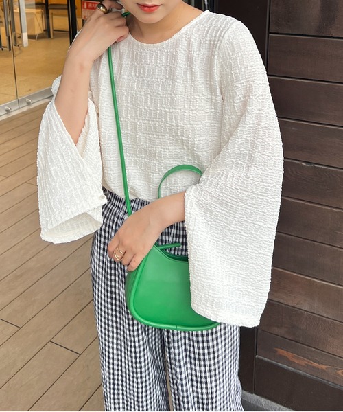 Ambre Ciel（アンブルシエル）の「２WAYポコポコスリットトップス／【WEB/EC限定商品】（Tシャツ/カットソー・レディース・ブラック/グリーン/アイボリー・FREE）」の5枚目の写真