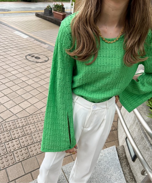 Ambre Ciel（アンブルシエル）の「２WAYポコポコスリットトップス／【WEB/EC限定商品】（Tシャツ/カットソー・レディース・ブラック/グリーン/アイボリー・FREE）」の8枚目の写真