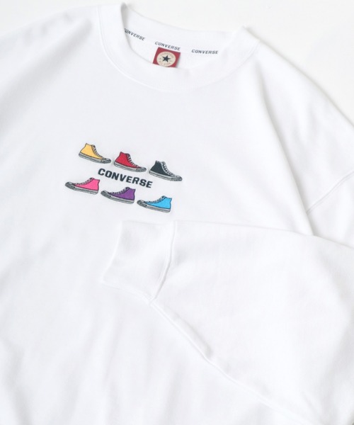 CONVERSE(コンバース)の「CONVERSE/コンバース オーバーサイズ リブライン リンガー ワンポイントロゴ刺繍 スウェットトレーナー トップス レディース メンズ(スウェット・レディース・ダークグリーン/ブラック系その他/ブラック/ホワイト/ホワイト系その他/ベージュ系その他/オートミール/グリーン系その他/ベージュ系その他3/ベージュ系その他2/グリーン系その他2/ブラック系その他2・M/L/LL)」の3枚目の写真