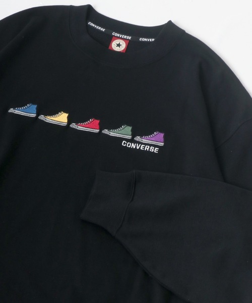 CONVERSE(コンバース)の「CONVERSE/コンバース オーバーサイズ リブライン リンガー ワンポイントロゴ刺繍 スウェットトレーナー トップス レディース メンズ(スウェット・レディース・ダークグリーン/ブラック系その他/ブラック/ホワイト/ホワイト系その他/ベージュ系その他/オートミール/グリーン系その他/ベージュ系その他3/ベージュ系その他2/グリーン系その他2/ブラック系その他2・M/L/LL)」の4枚目の写真