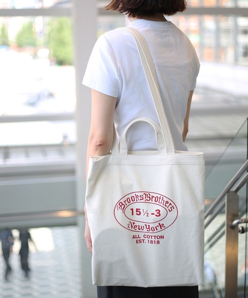 BROOKS BROTHERS(ブルックスブラザーズ)の「【オンラインショップ限定】コットンキャンバス ラベルプリント トートバック(トートバッグ・メンズ・ネイビー/レッド・ONE SIZE)」の15枚目の写真