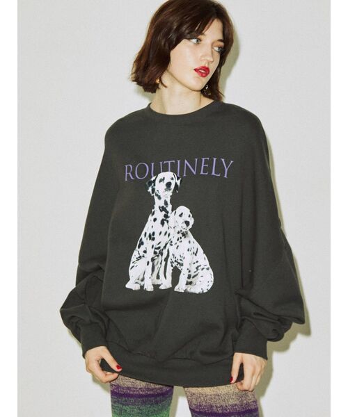 jouetie（ジュエティ）の「dogプリントプルオーバー（スウェット・レディース・ブラック/グレー/レッド・MEDIUM）」の9枚目の写真