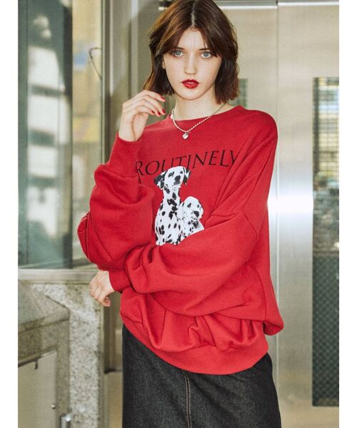 jouetie（ジュエティ）の「dogプリントプルオーバー（スウェット・レディース・ブラック/グレー/レッド・MEDIUM）」の15枚目の写真