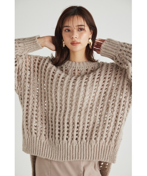 rienda(リエンダ)の「2WAYネッククロシェニットトップス(ニット/セーター・レディース・オレンジ/ベージュ/アイボリー/ブラック・FREE)」の5枚目の写真