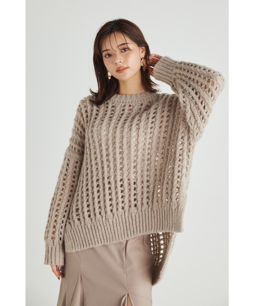 rienda(リエンダ)の「2WAYネッククロシェニットトップス(ニット/セーター・レディース・オレンジ/ベージュ/アイボリー/ブラック・FREE)」の9枚目の写真