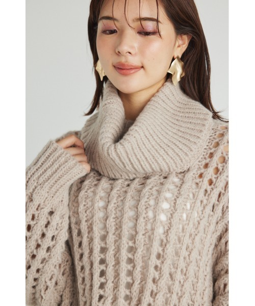 rienda(リエンダ)の「2WAYネッククロシェニットトップス(ニット/セーター・レディース・オレンジ/ベージュ/アイボリー/ブラック・FREE)」の13枚目の写真