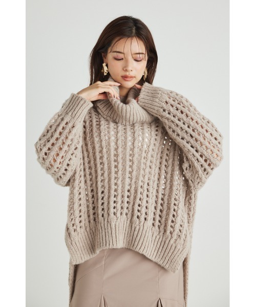 rienda(リエンダ)の「2WAYネッククロシェニットトップス(ニット/セーター・レディース・オレンジ/ベージュ/アイボリー/ブラック・FREE)」の6枚目の写真