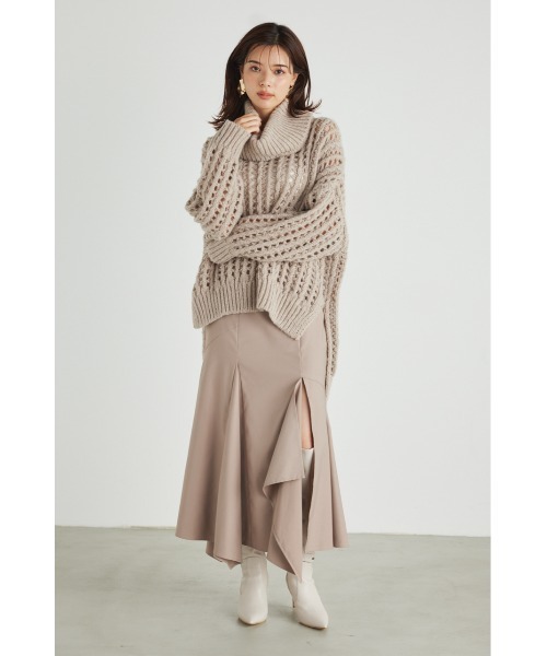 rienda(リエンダ)の「2WAYネッククロシェニットトップス(ニット/セーター・レディース・オレンジ/ベージュ/アイボリー/ブラック・FREE)」の7枚目の写真