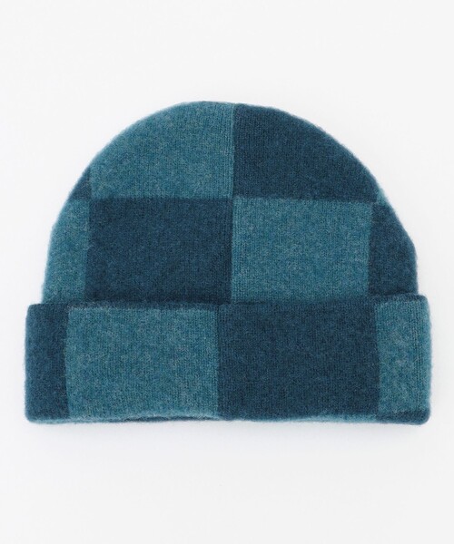 Paul Smith（ポールスミス）の「PS Paul Smith Happy チェッカーボード ニットキャップ（ニットキャップ/ビーニー・レディース・ダルブルー系/ブラック系/オレンジ系・F）」の4枚目の写真